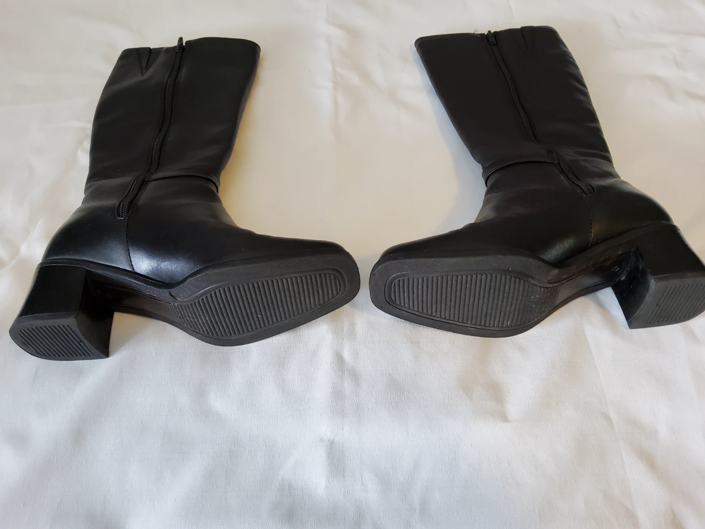 College black leather knee-high boots size 6.5 - photo 2