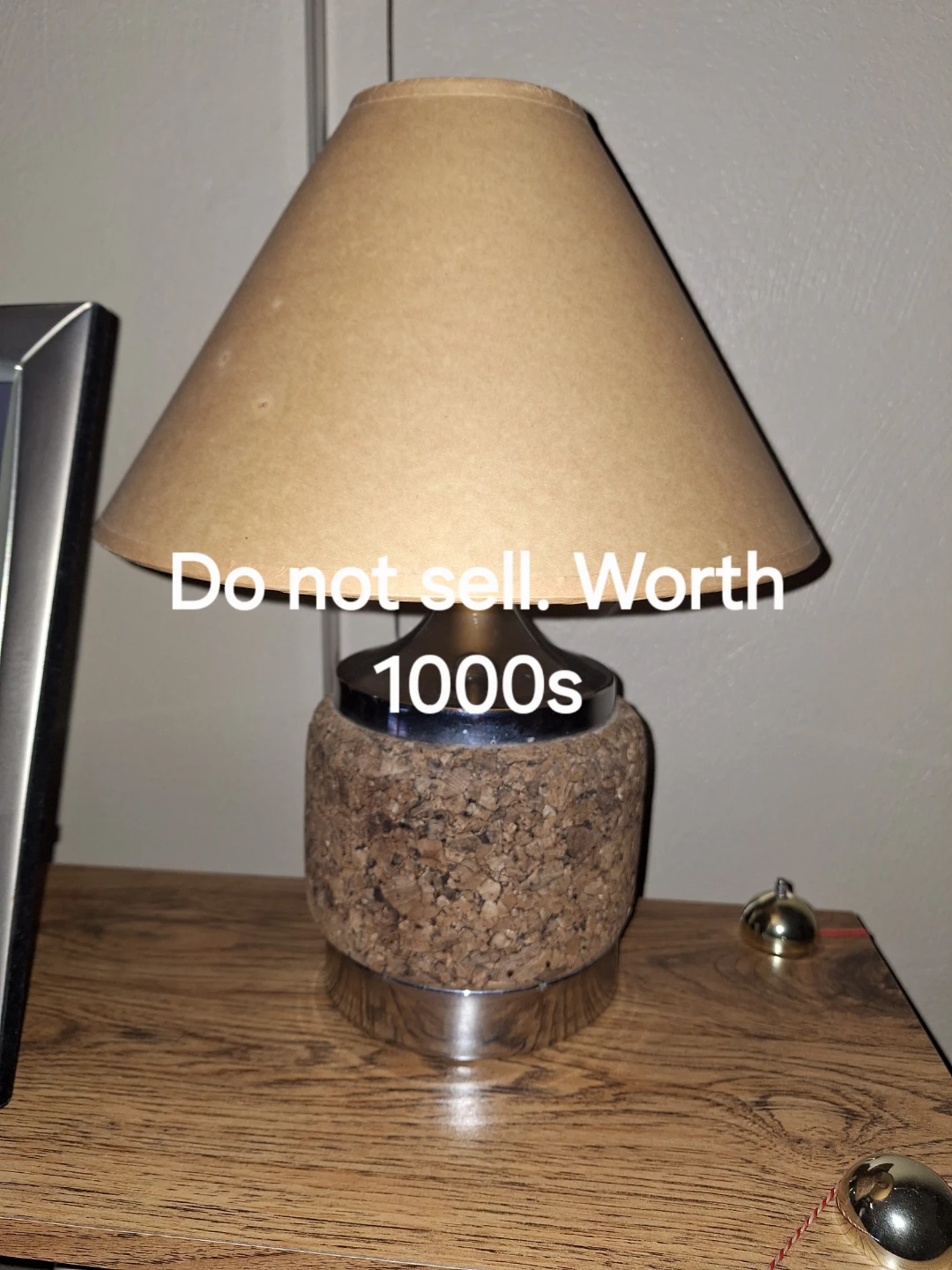 Cork and Chrome Table Lamp