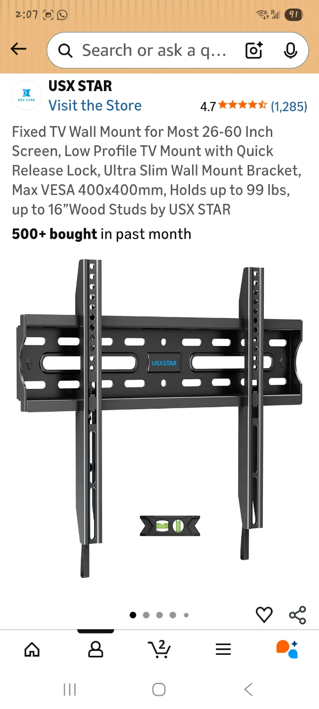 Fixed TV Wall Mount for 26"-60" TVs