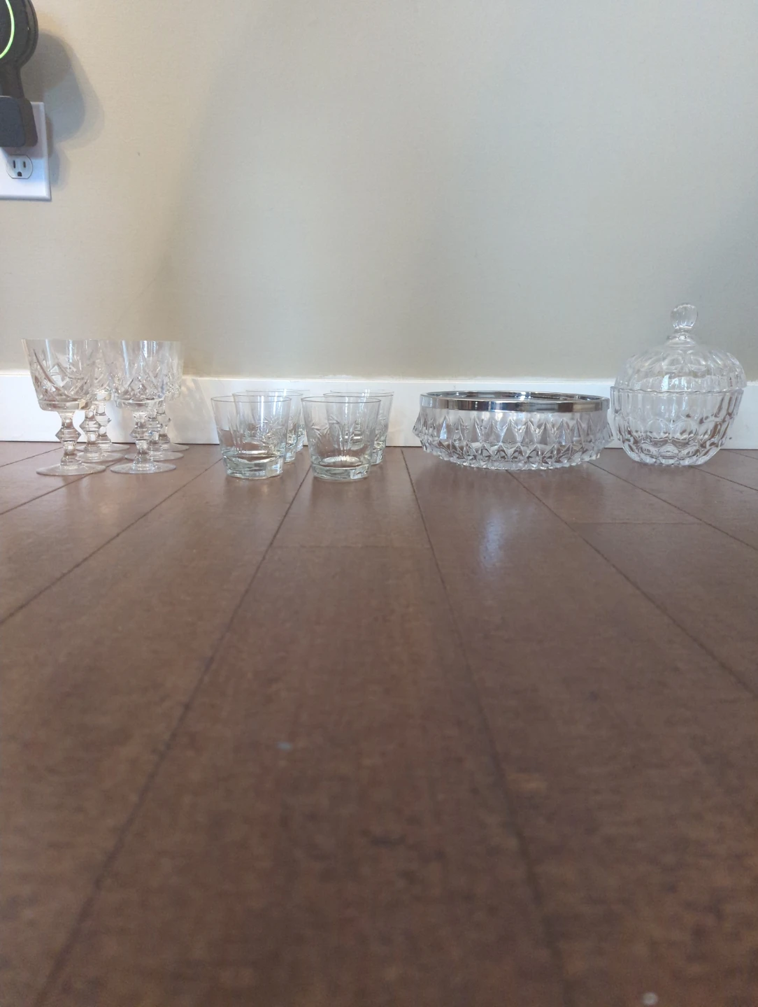Crystal Serving Bowl with Silver Trim