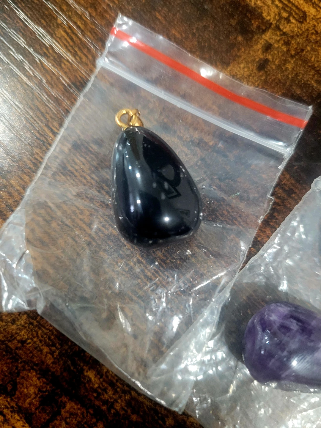 Black Obsidian and Amethyst Crystal Pendants - photo 3