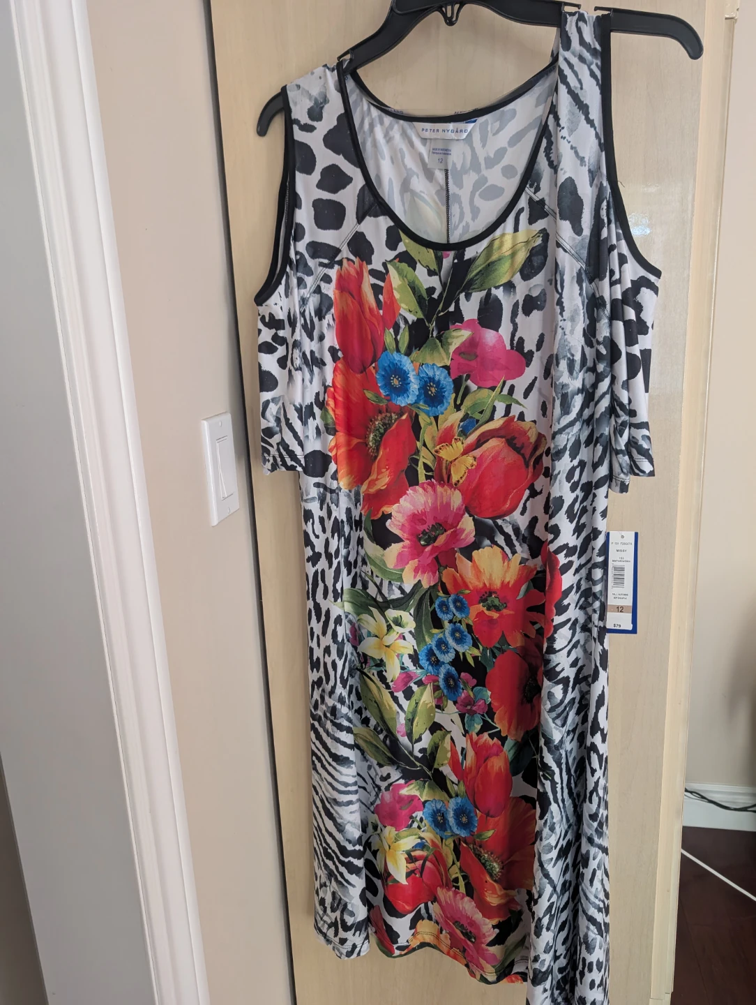 PETER NYGARD Cold Shoulder Floral Print Dress Size 12