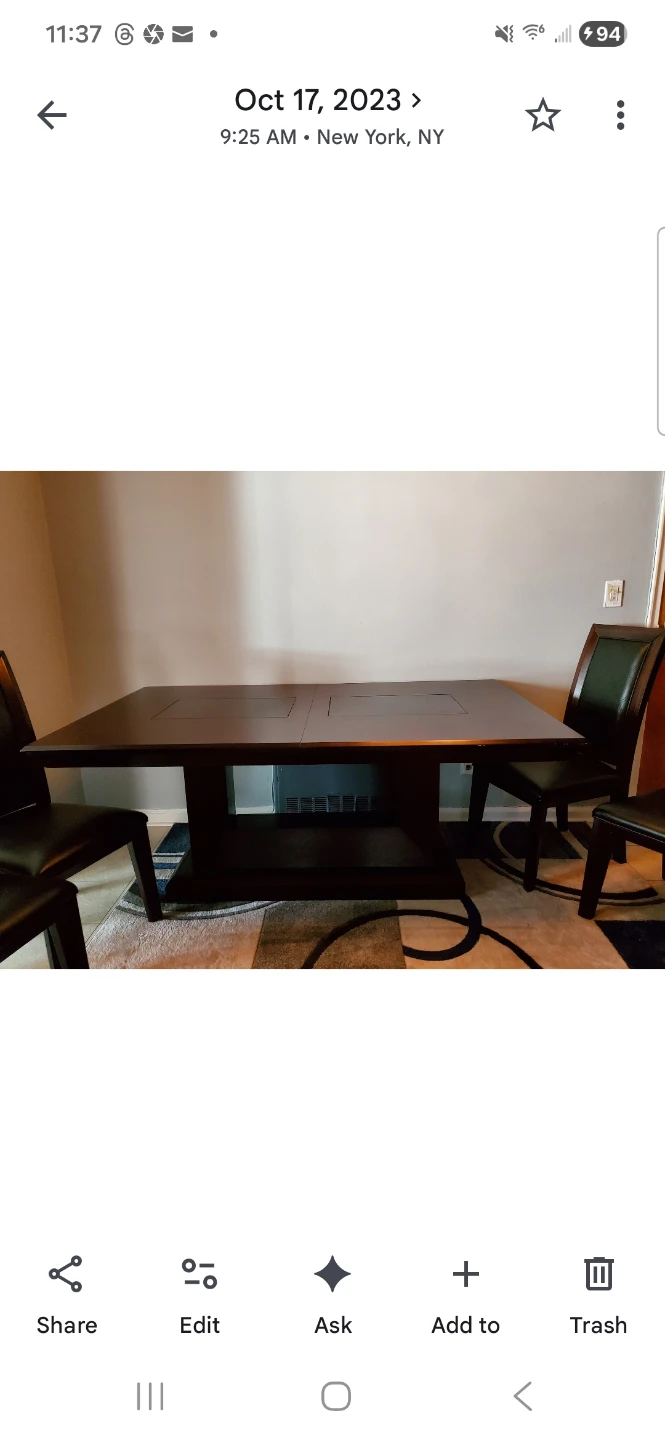 Dark Wood Dining Table with Chairs - photo 2
