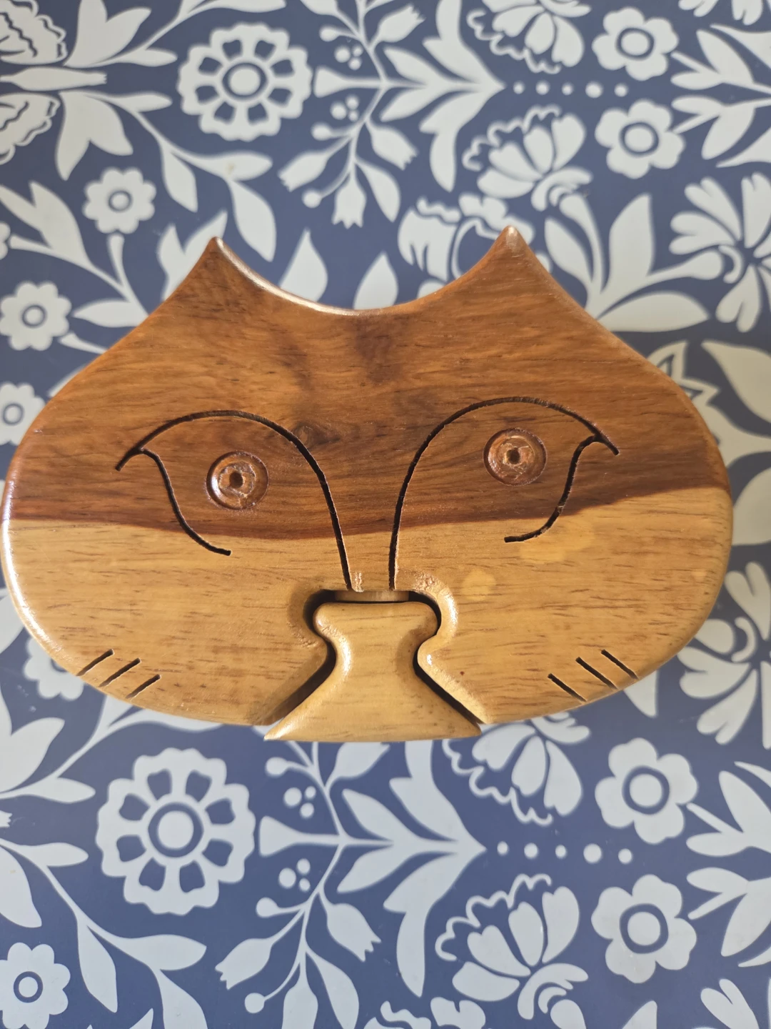 Vintage Wooden Cat Puzzle Box