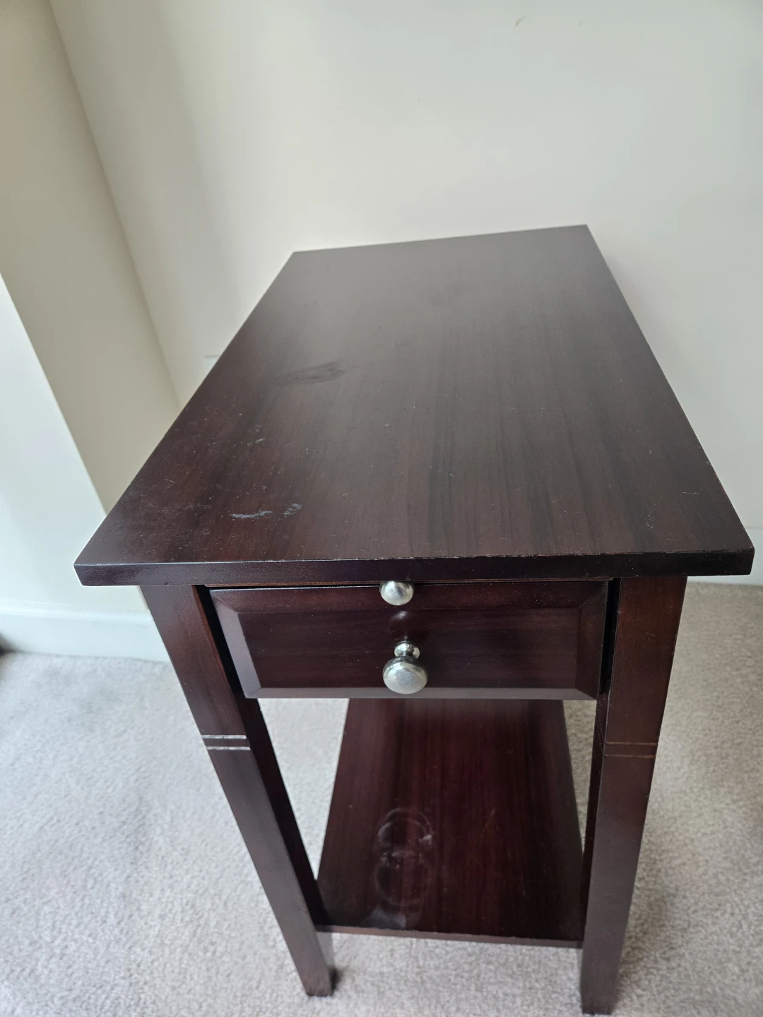 Dark Wood Accent Table with Drawer