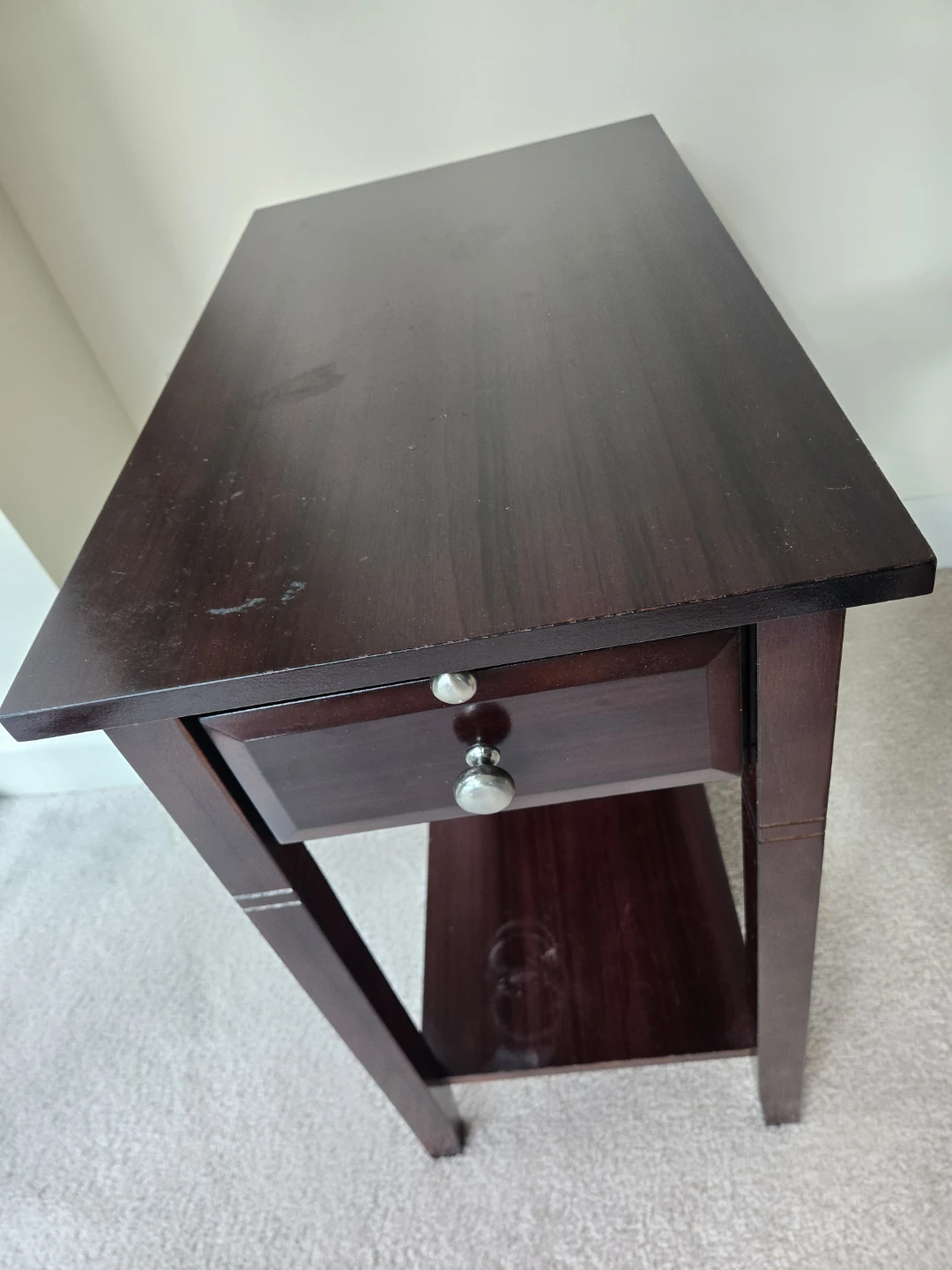 Dark Wood Accent Table with Drawer - photo 2