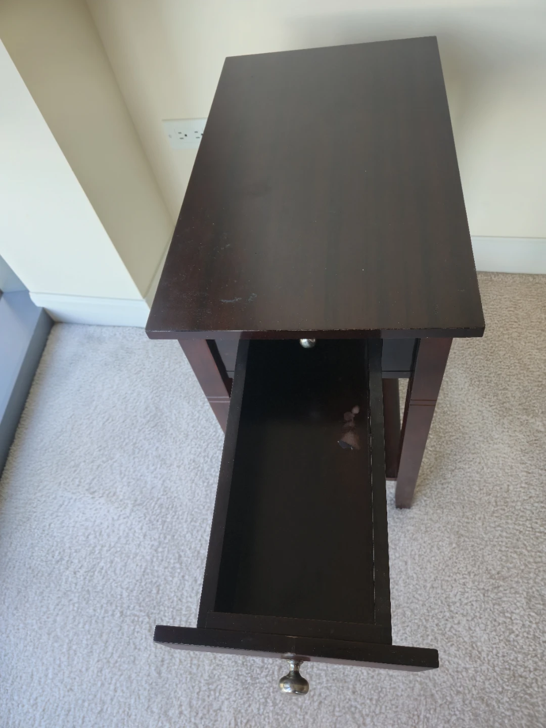 Dark Wood Accent Table with Drawer - photo 4