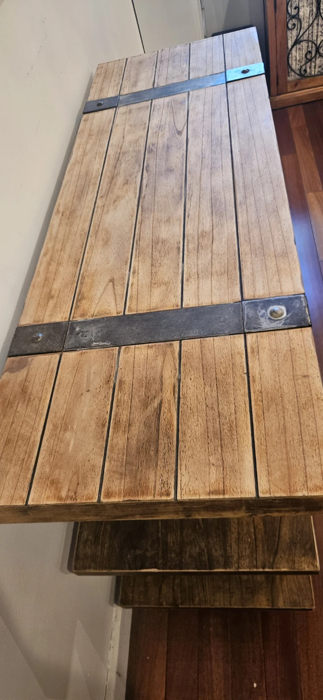 Rustic Wood and Metal 3-Shelf Console Table - photo 2
