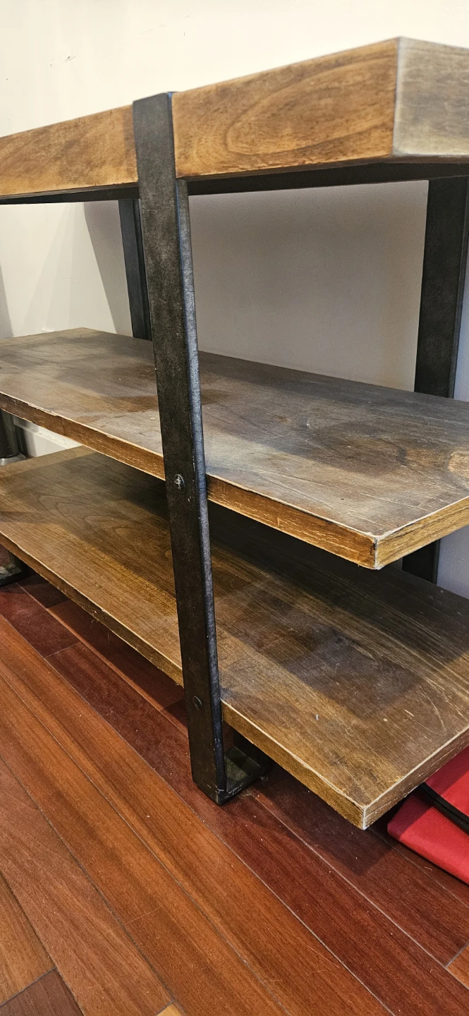 Rustic Wood and Metal 3-Shelf Console Table - photo 5