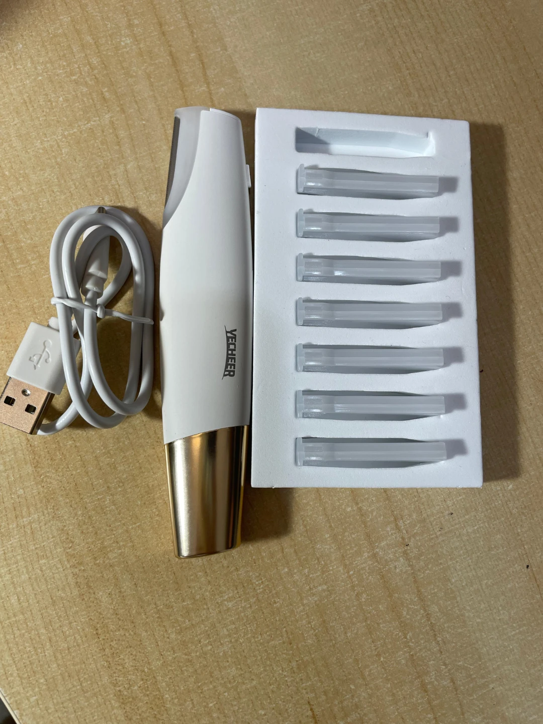YECHEER Sonic Dermaplane Razor for Women - White/Gold - photo 2
