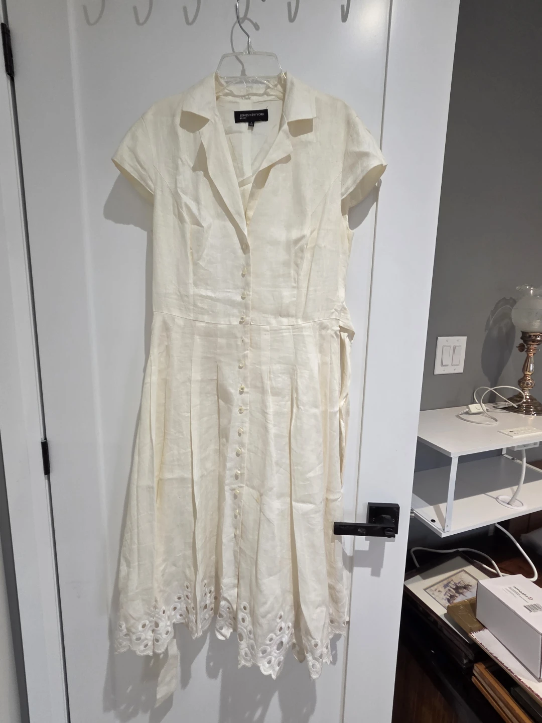 Jones New York Cream Eyelet Dress