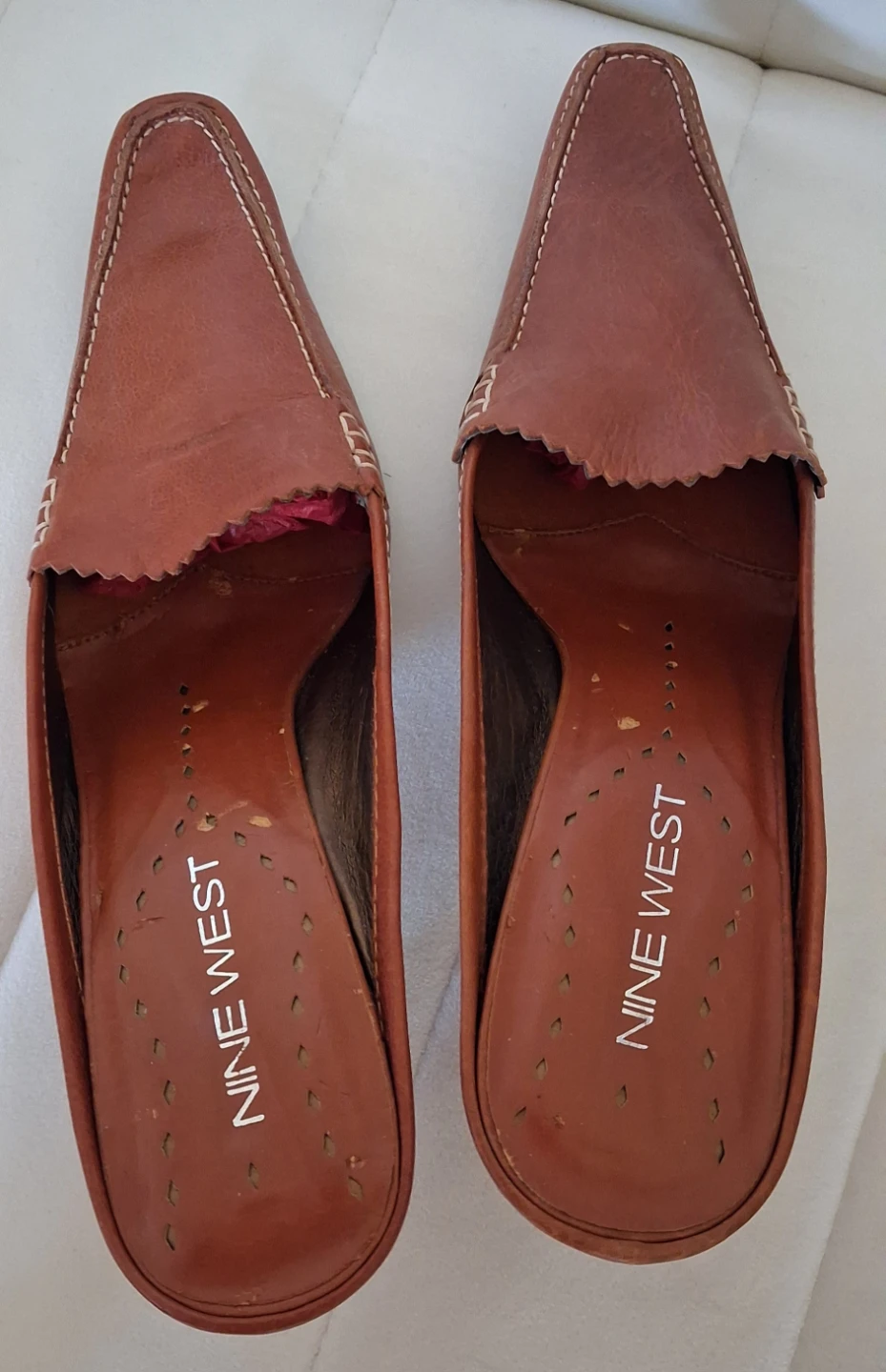 Nine West Brown Leather Mules Women's Heeled Shoes - photo 5