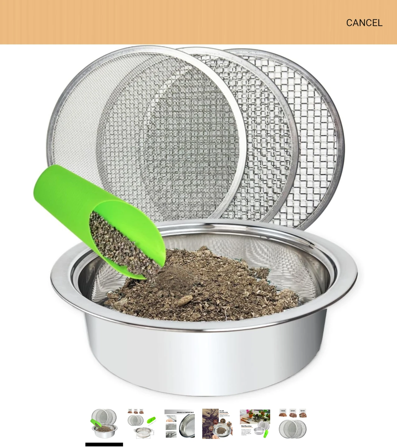 Stainless Steel Garden Sieve Set with 3 Screens