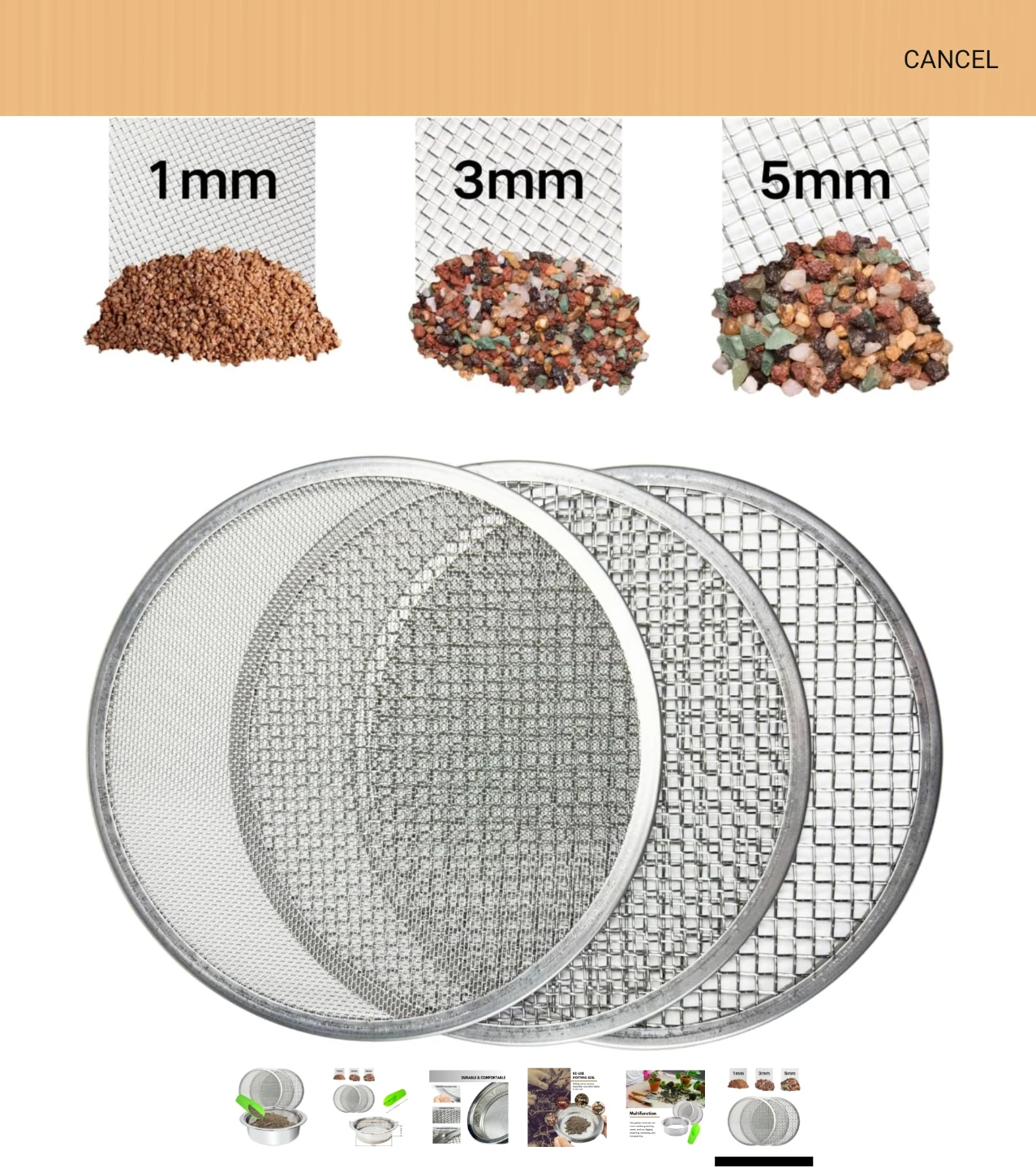 Stainless Steel Garden Sieve Set with 3 Screens - photo 5