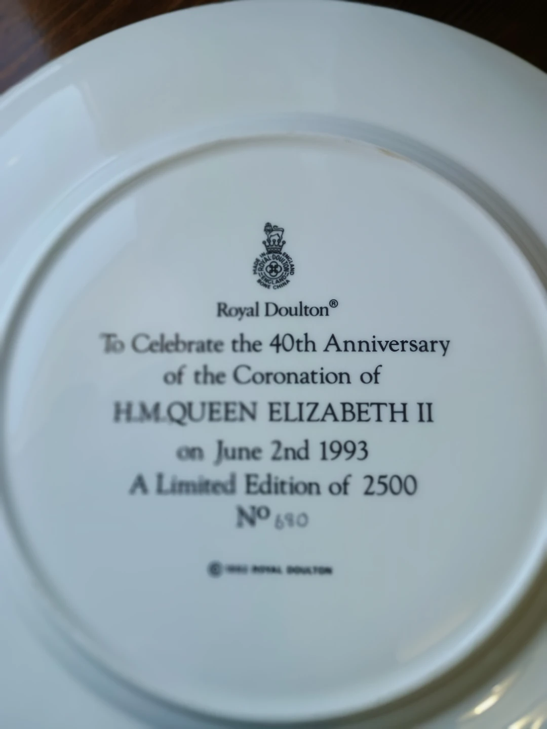 Royal Doulton Queen Elizabeth II Coronation Anniversary Plate - photo 4