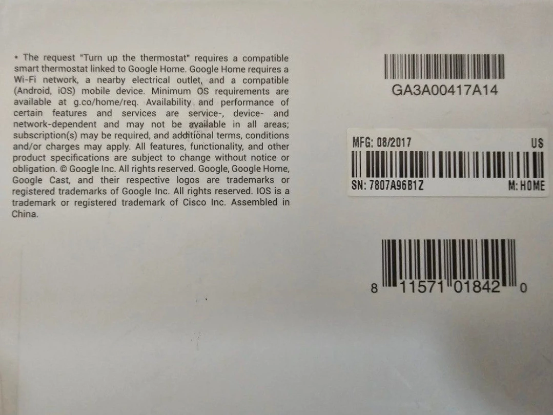 BRAND NEW FACTORY SEALED GOOGLE HOME SMART SPEAKER 1ST GEN - photo 5