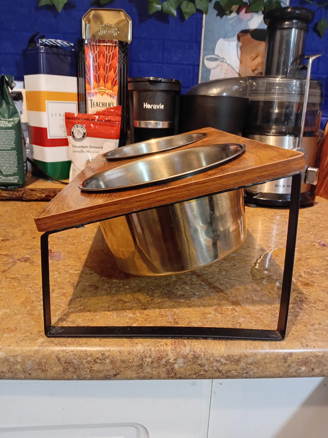 Wooden Pet Feeder with Stainless Steel Bowls - photo 2