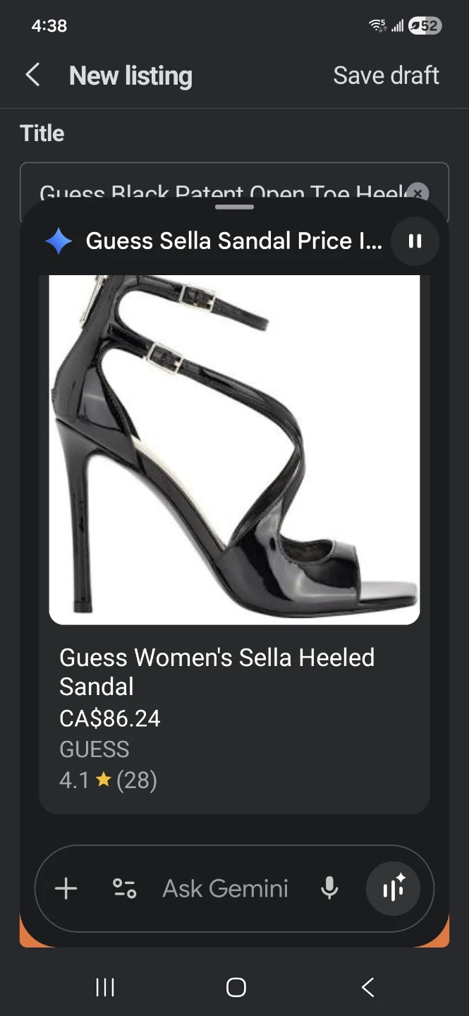 Guess Women's Black Patent Sella Heeled Sandals Size 7M