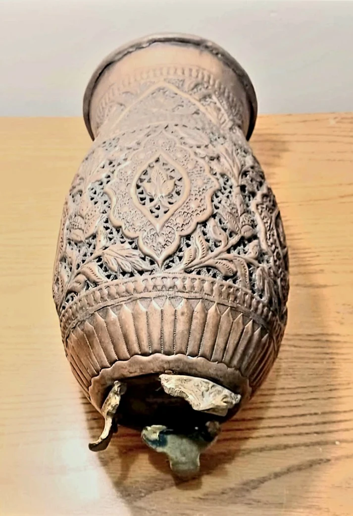 Unique Antique 1800s Persian Copper Repousse Vase - photo 4