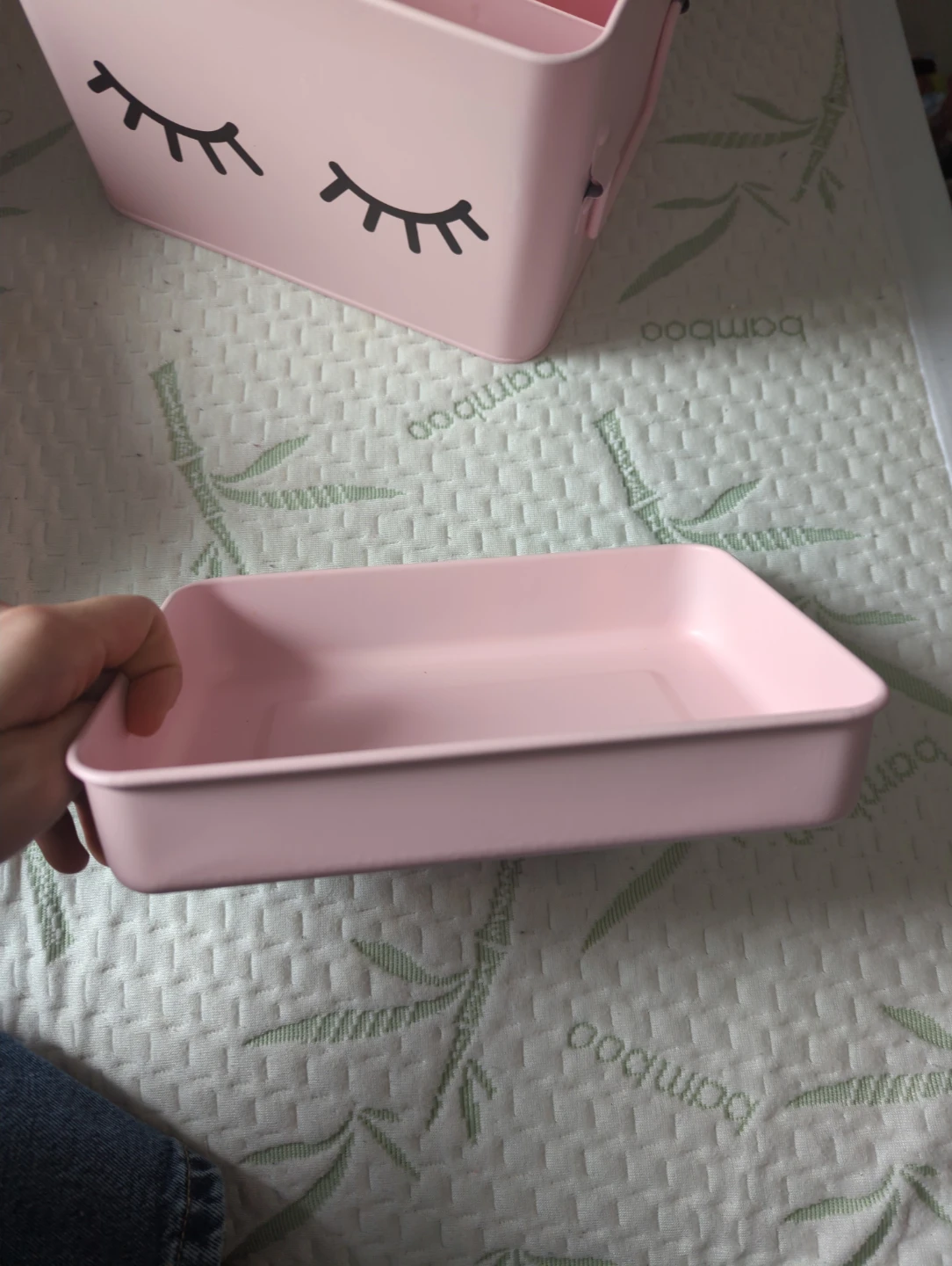 Pink Makeup Train Case with Eyelash Design - photo 5