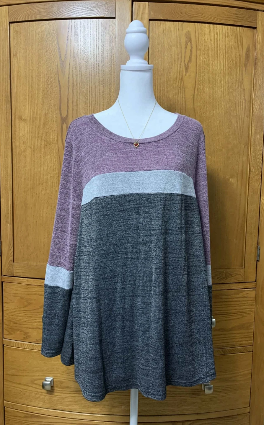 BLOOMCHIC Colorblock Long Sleeve Top US 14-16