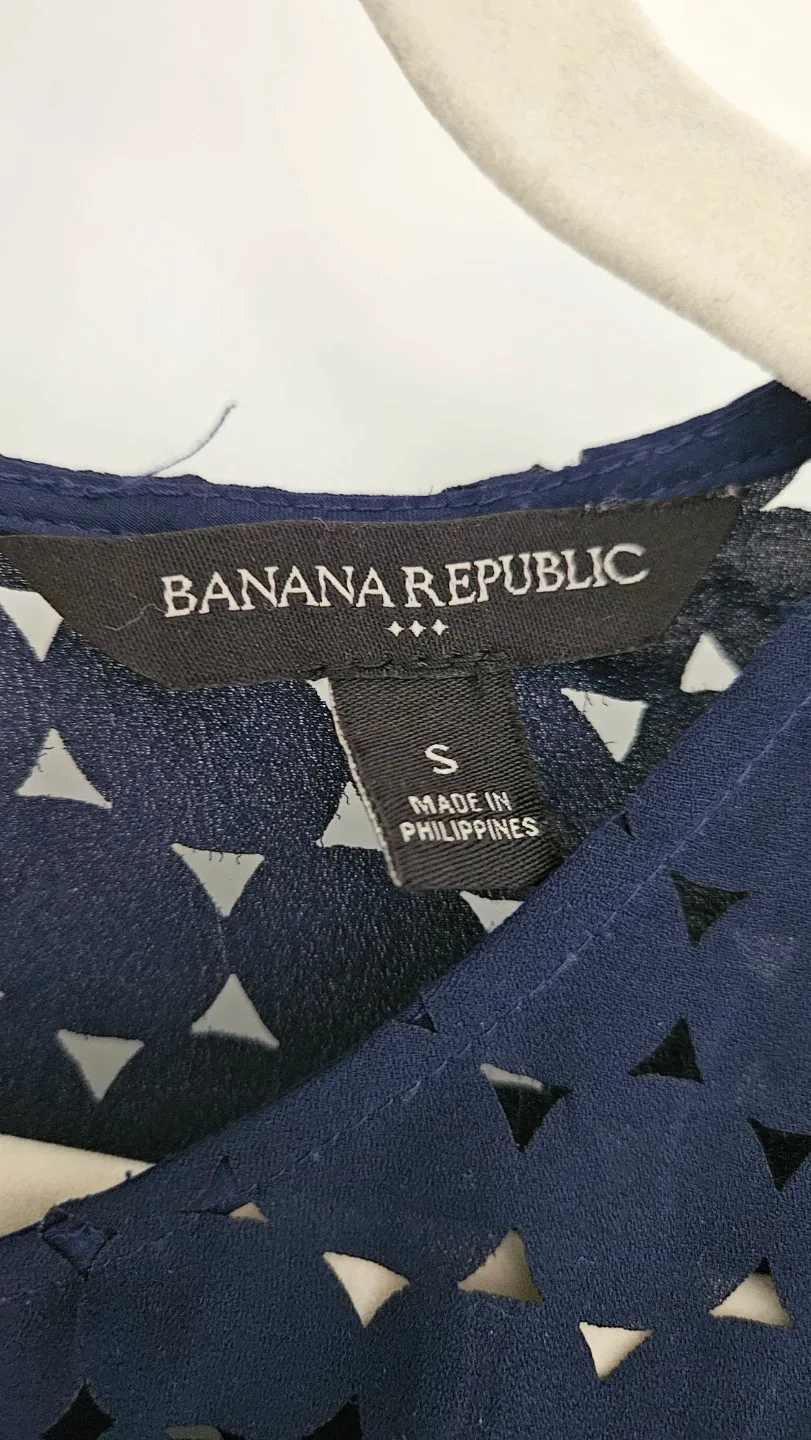 Banana Republic Navy Blue Eyelet Top Size S - photo 2