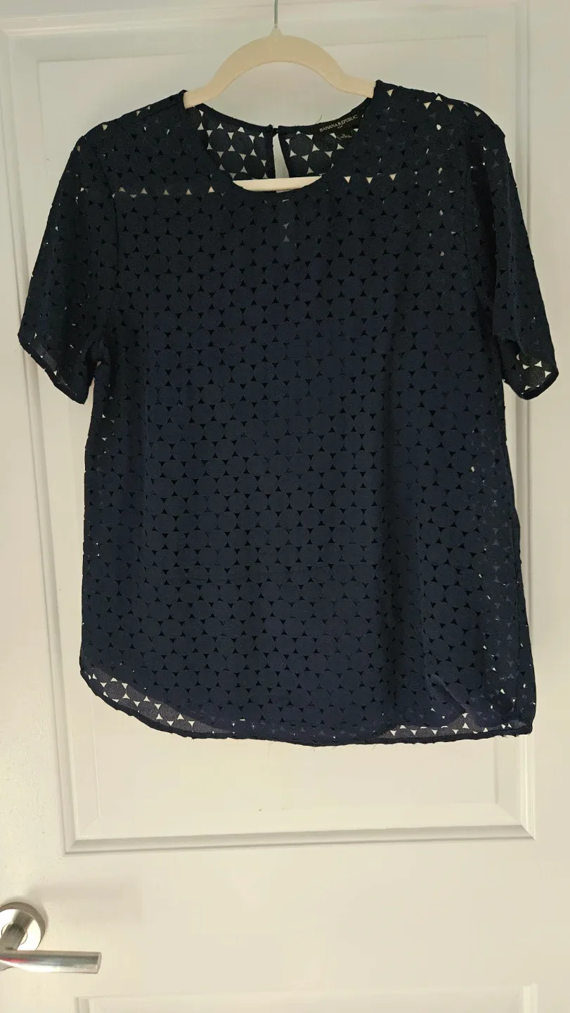 Banana Republic Navy Blue Eyelet Top Size S