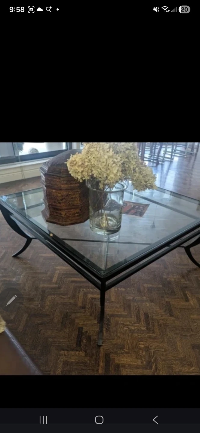 Glass top coffee table with metal frame - photo 3