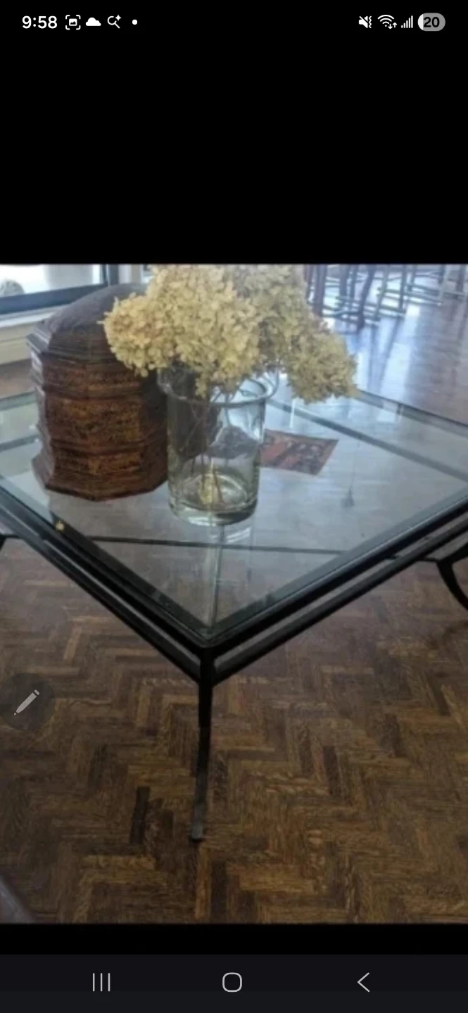 Glass top coffee table with metal frame - photo 4