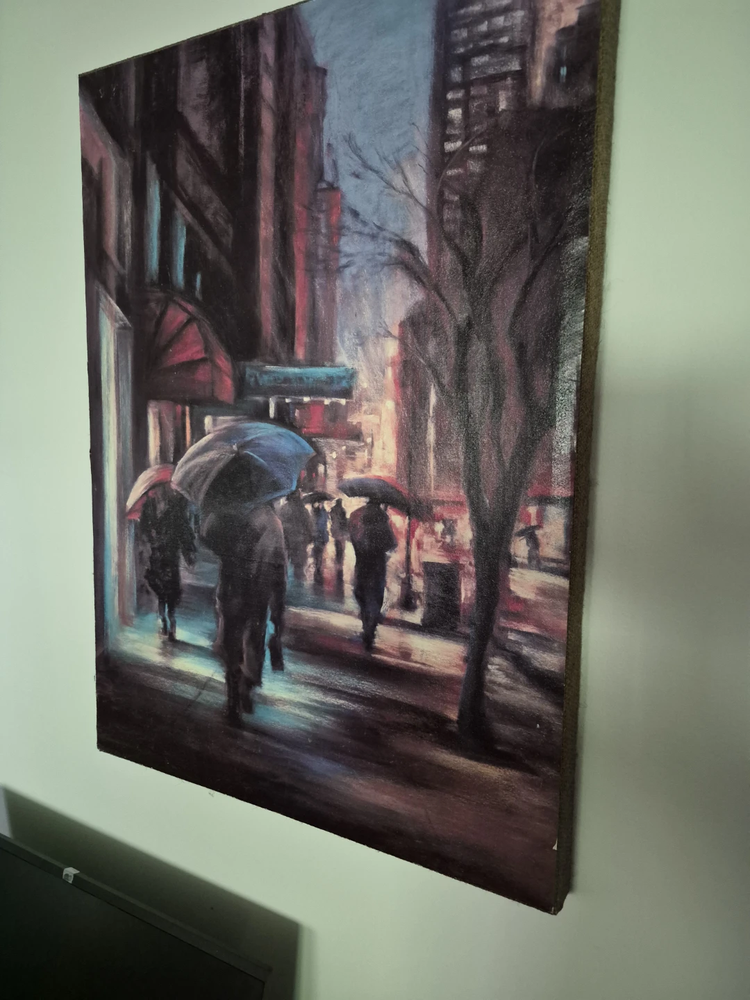 Canvas Painting - Rainy City Street Scene