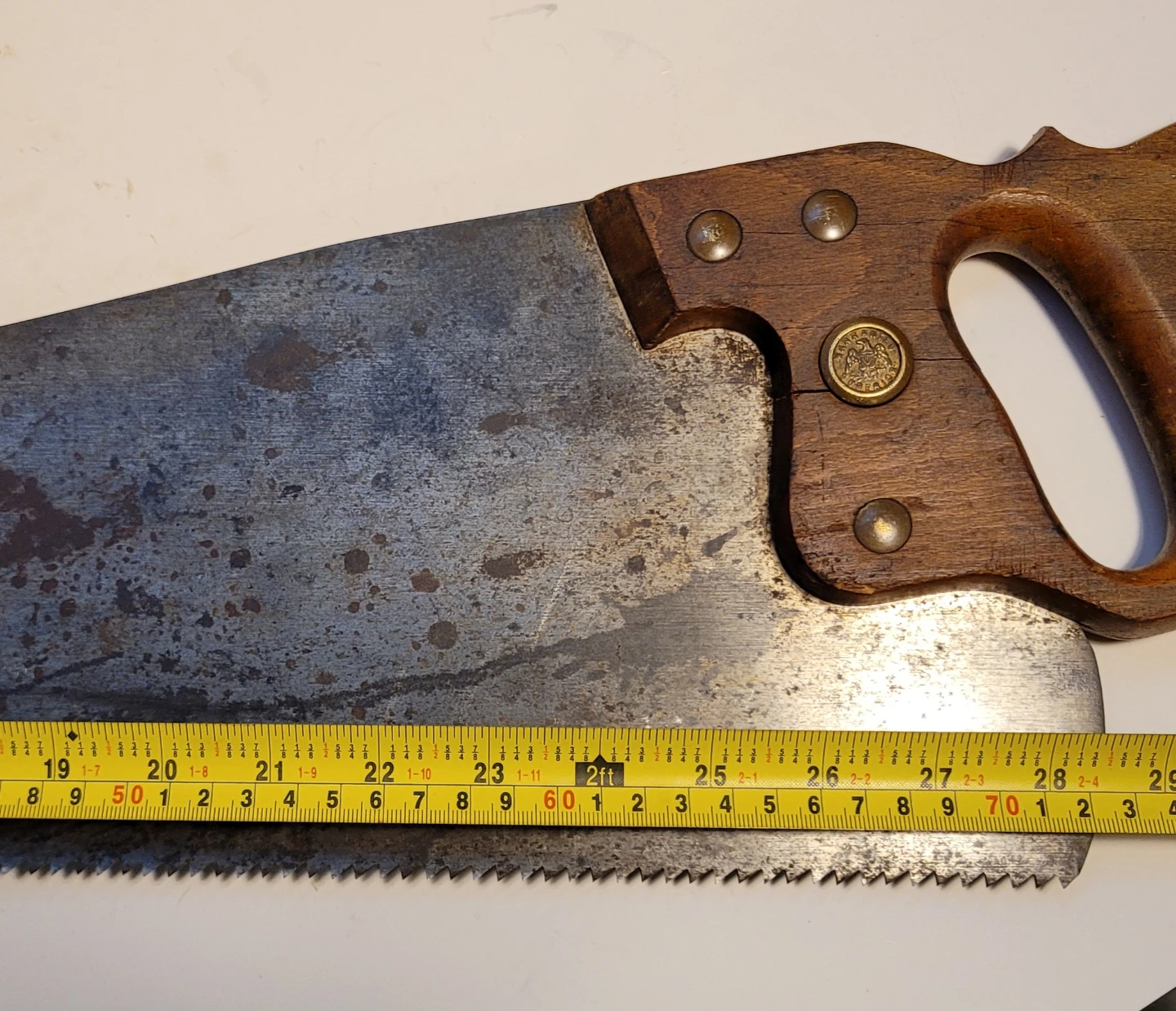 Antique "Warranted Superior" 28in Handsaw - USA Made - photo 5