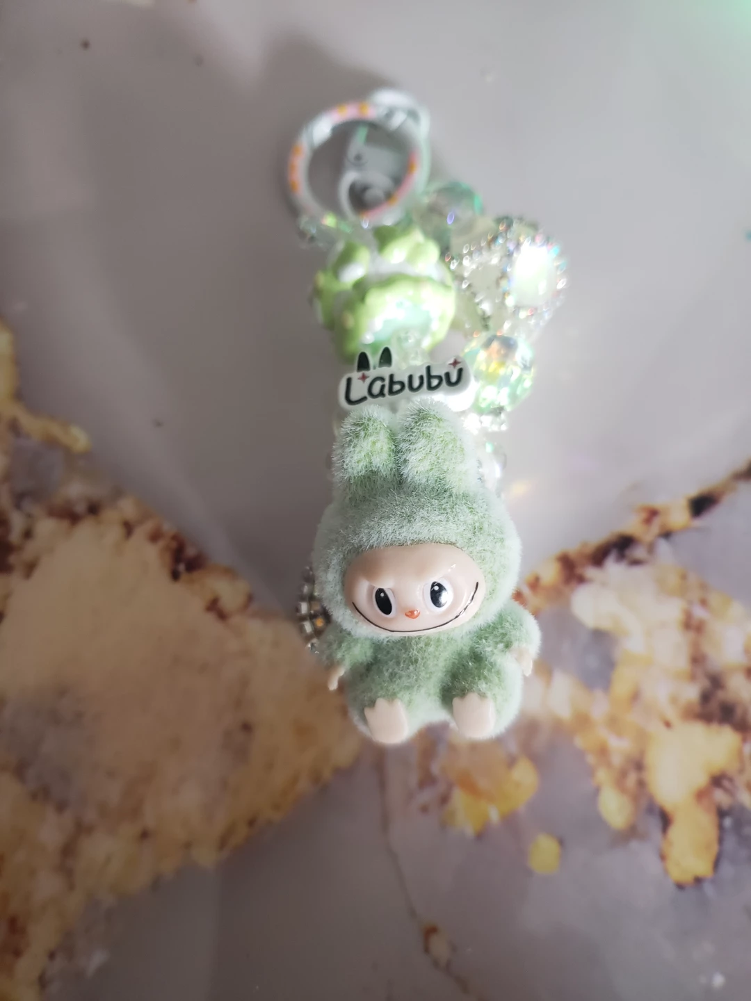 Light Green Plush Keychain with "Labubu" Charm - photo 3