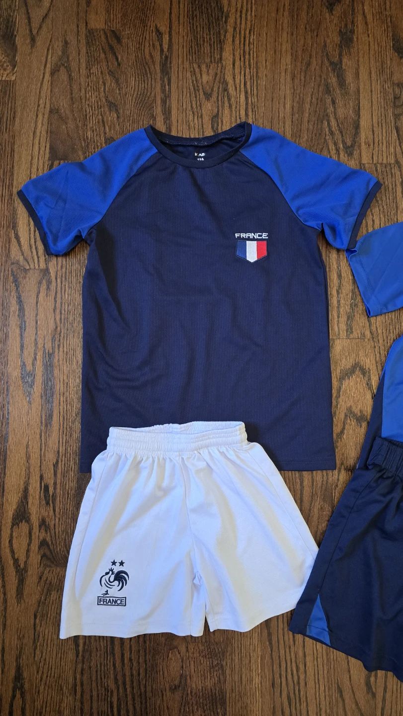 3 sets Kids France Soccer Jersey and Shorts Set 10/12Y - photo 2