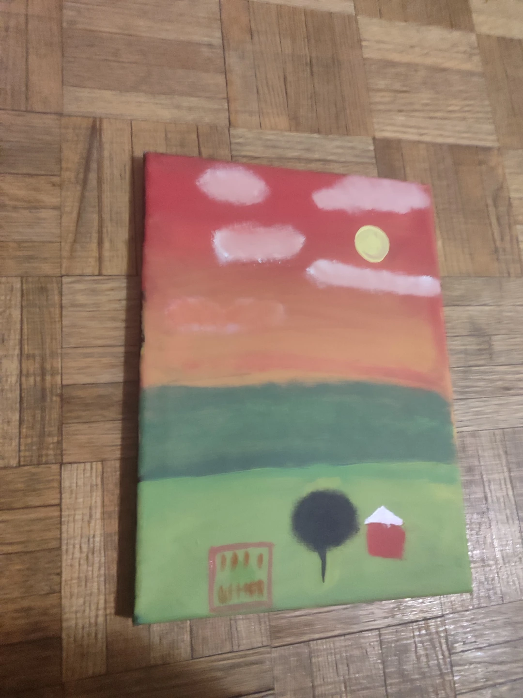 Canvas Painting of a Farm Scene - photo 3