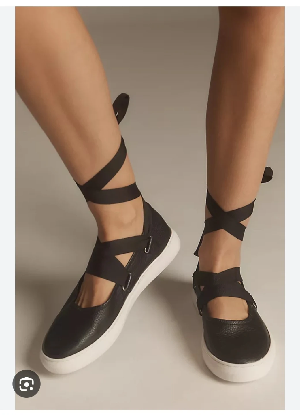Seychelles Black Leather Ballet Flats with Ribbon Ties