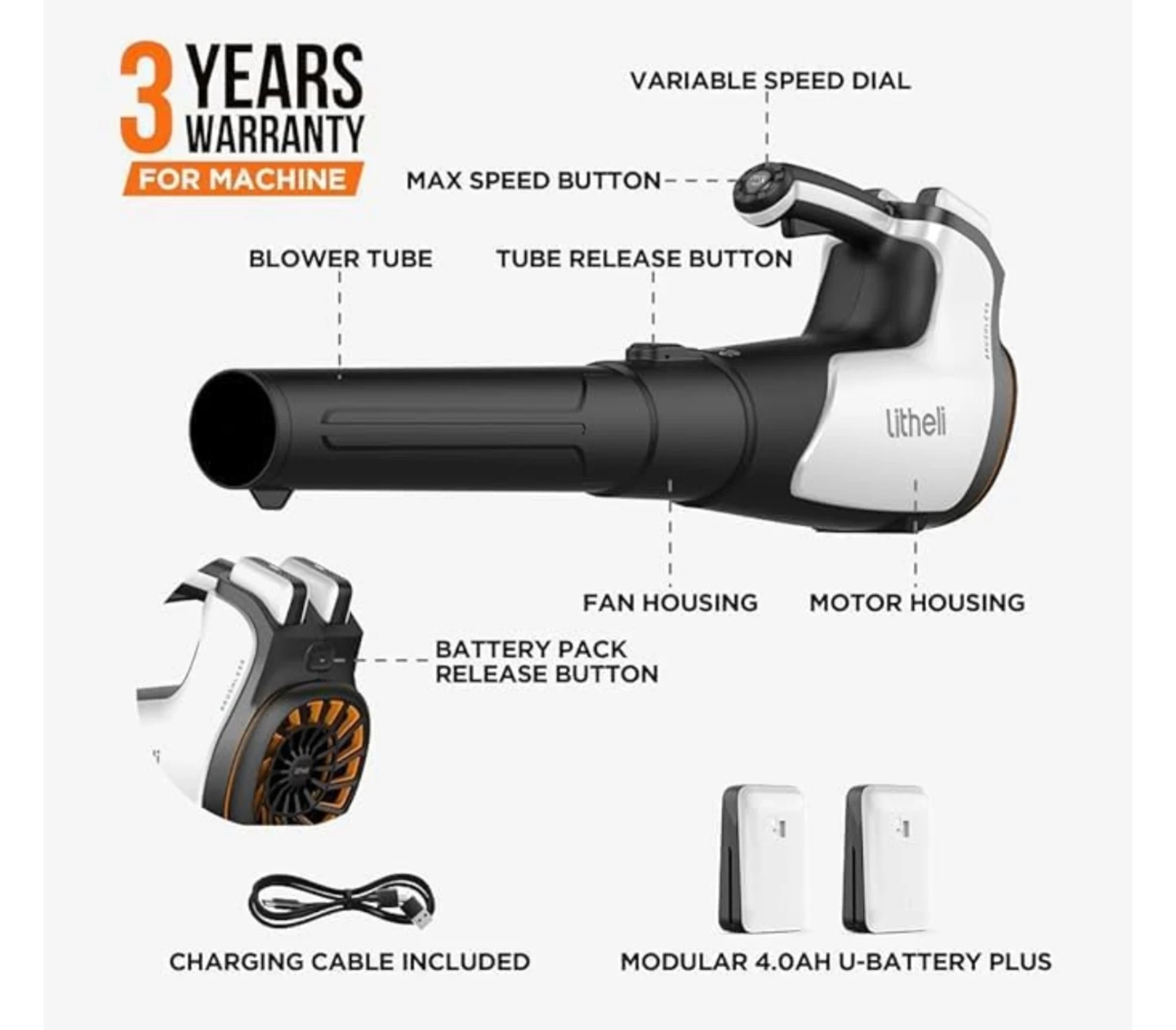 Litheli Leaf Blower with 2x 4.0Ah Batteries - photo 2