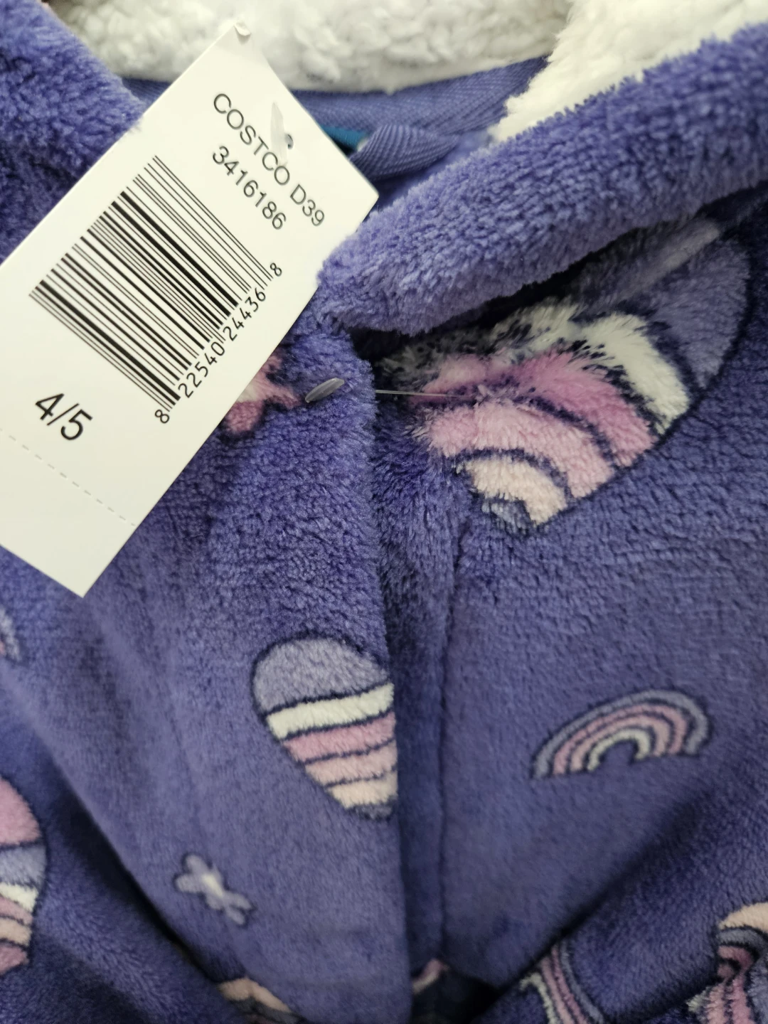 Kids Purple Rainbow Heart Plush Robe Size 4/5 - photo 2