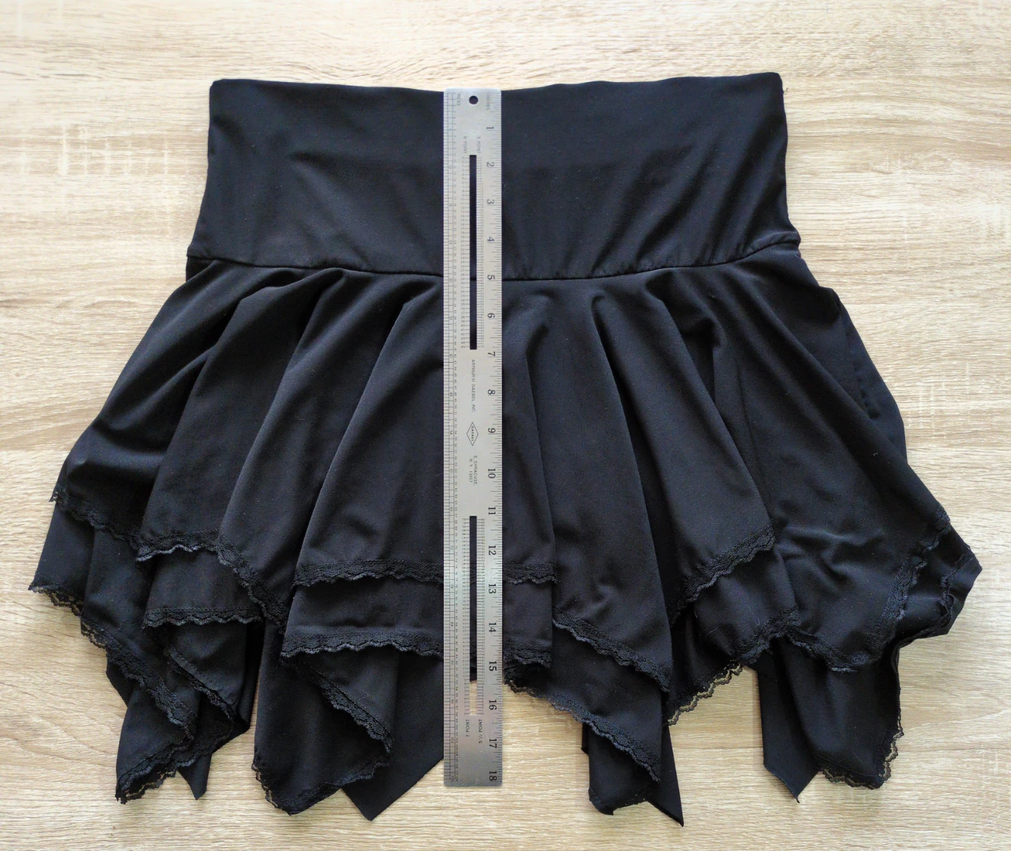 Black Asymmetrical Layered Lace Trim Skirt - photo 2