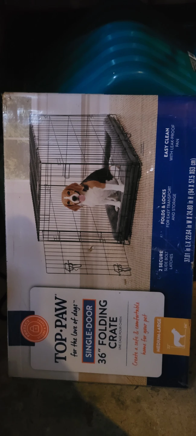 TOP-PAW 36" Single-Door Folding Dog Crate