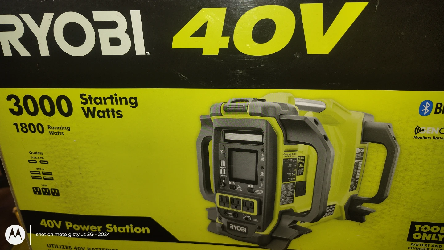 Ryobi 40V 3000 Starting Watts Power Station