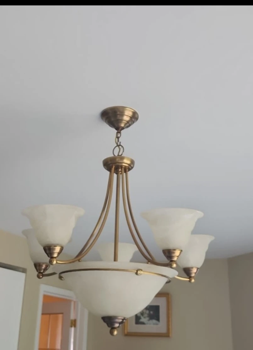 Brass and Glass Chandelier
