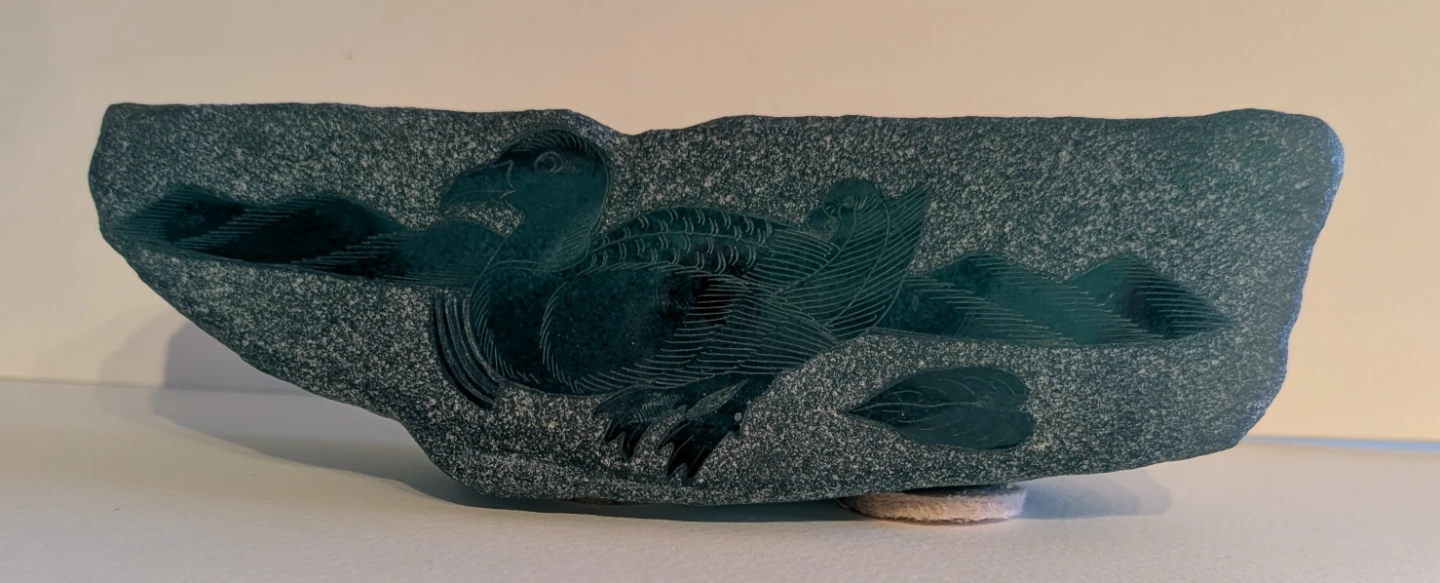 Vintage Berube Studio Glass Etched Sculpture