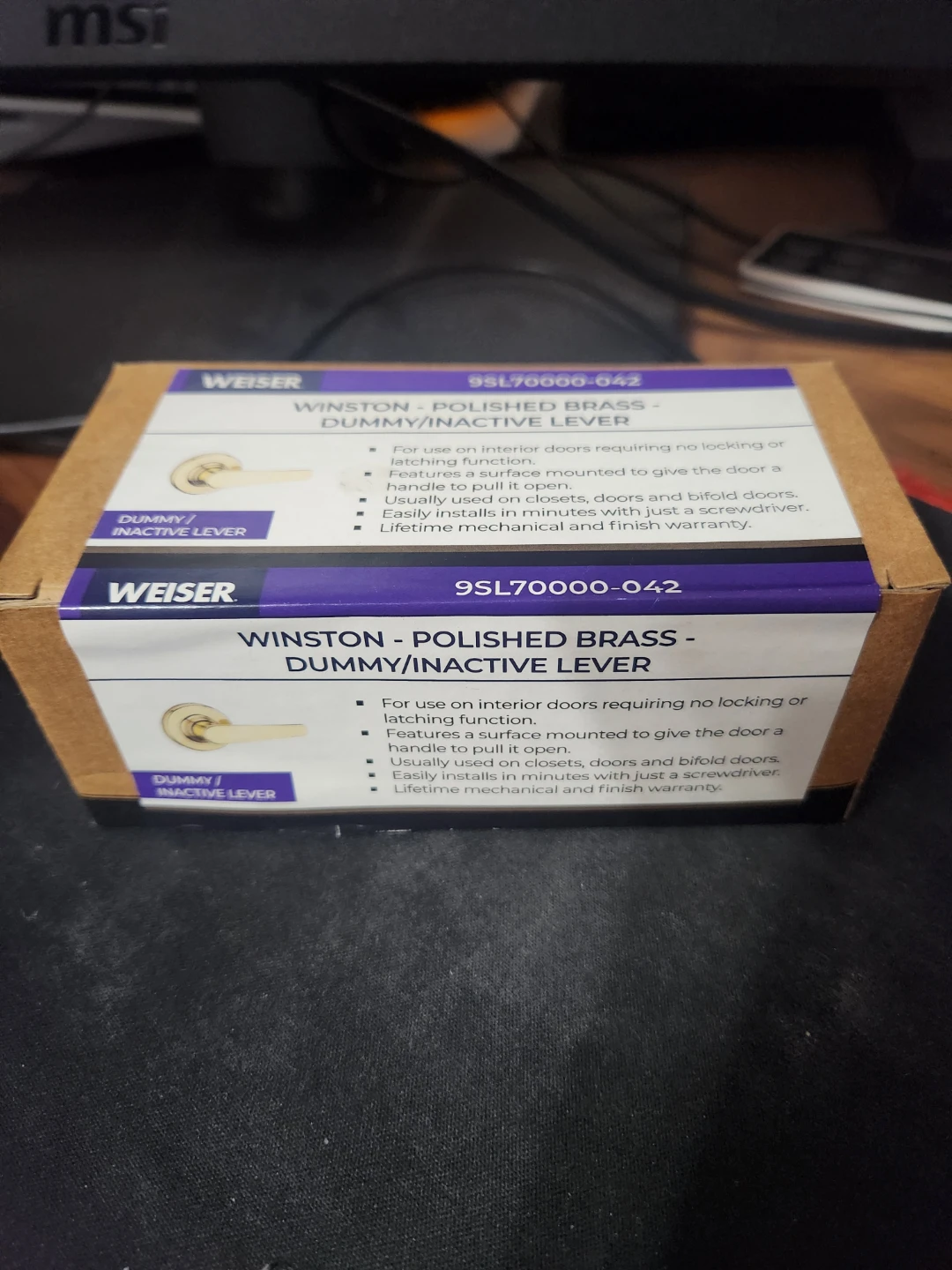 Weiser Winston Polished Brass Dummy Lever