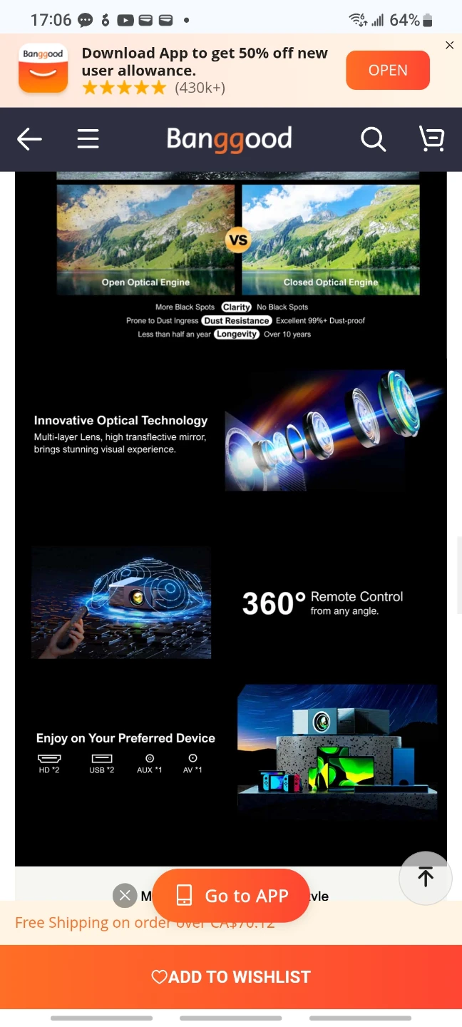 4k Projector WiFi6+BT HDR10 Apollo P60 - photo 3