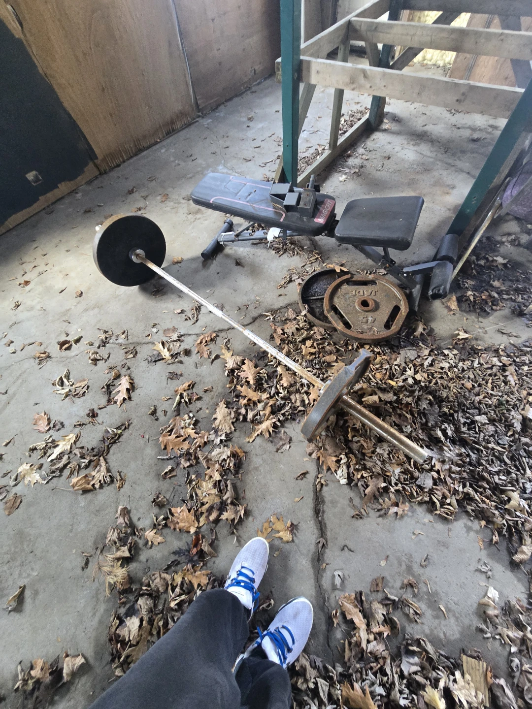 Sunny Health & Fitness Squat Rack with Barbell and 2 45 plates - photo 2