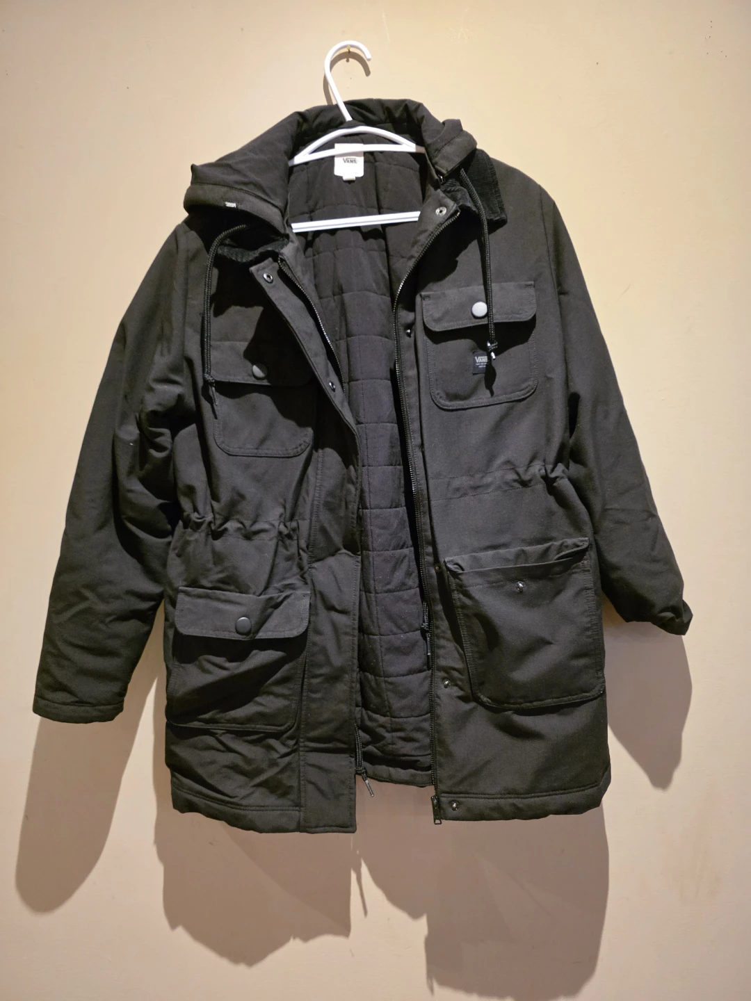 Vans Black Hooded Parka Jacket size small