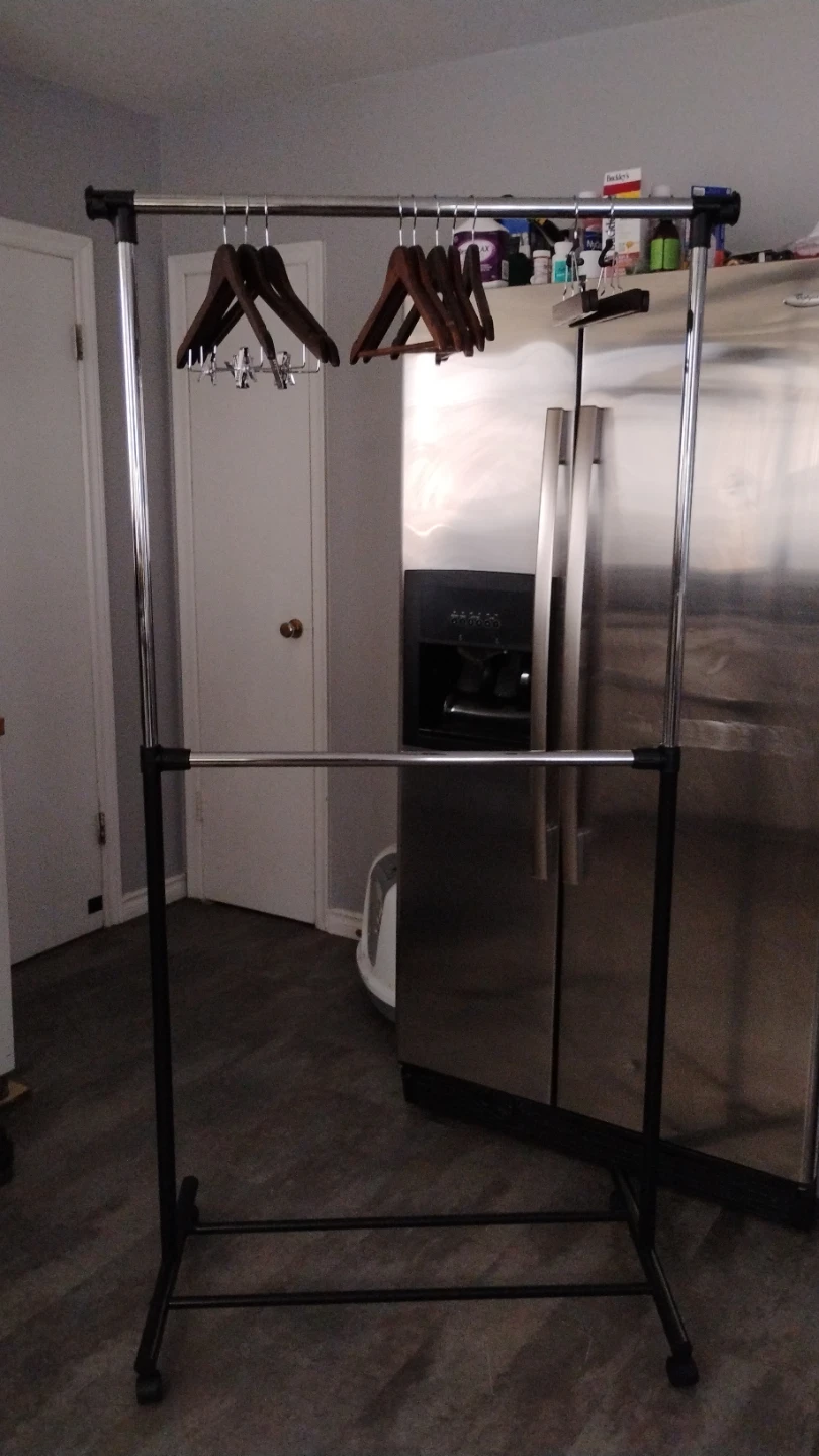 Rolling Garment Rack with Wooden Hangers