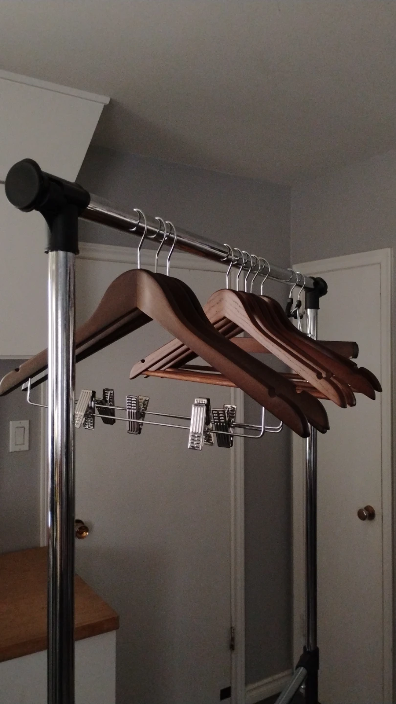Rolling Garment Rack with Wooden Hangers - photo 2
