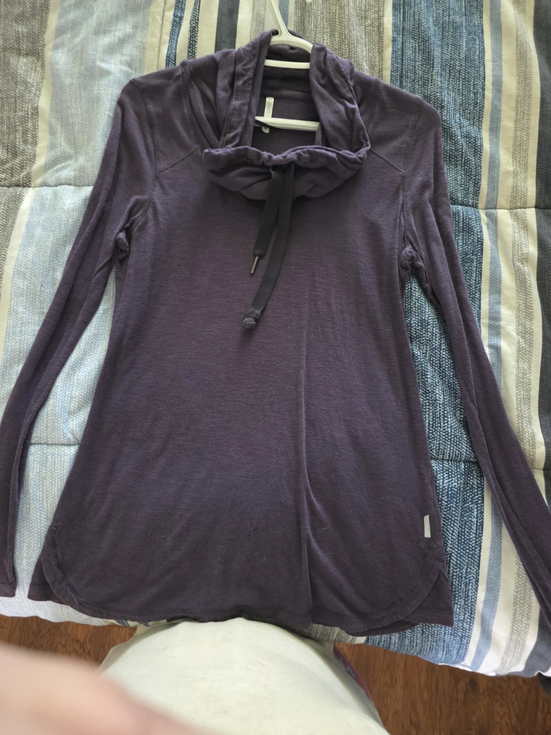 Elva Purple Cowl Neck Long Sleeve Top