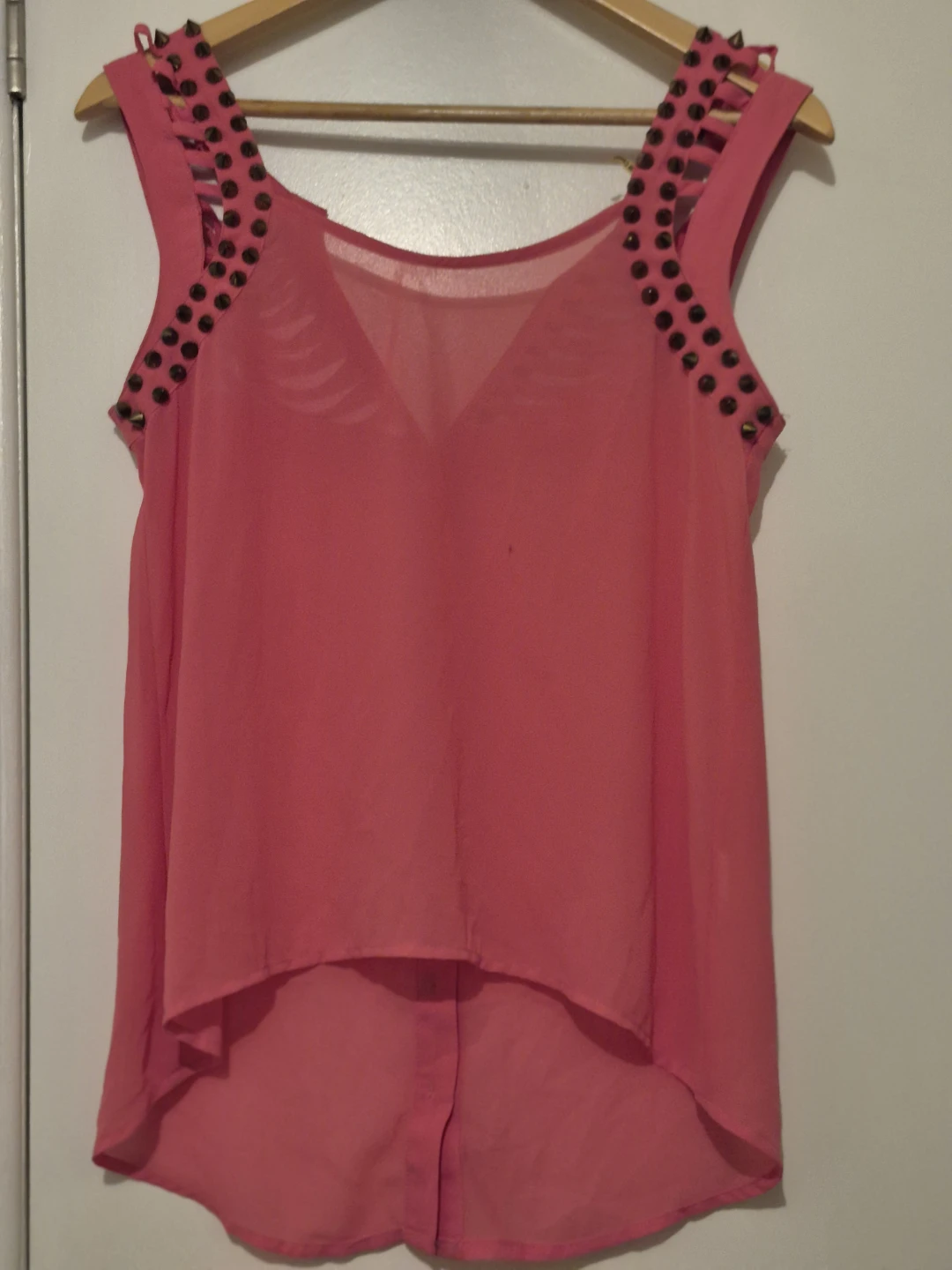 Pink Sleeveless Studded Top